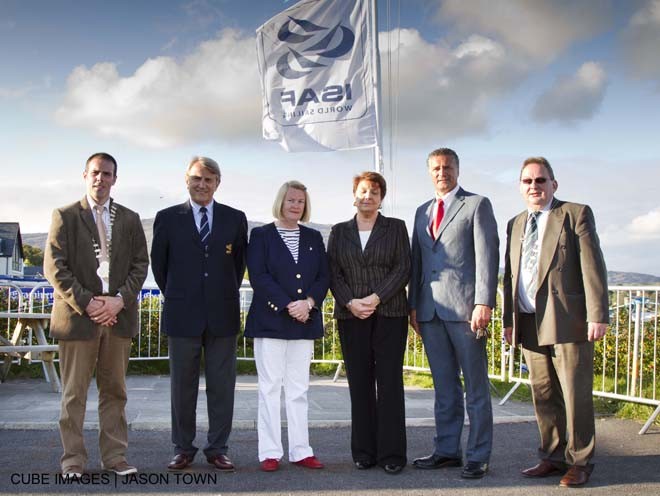 Front Left to Right: Opening Ceremony Deputy Mayor, Cork County Council, Cllr. Dermot Sheehan Vice President of ISAF, Tomasz Holc, President of the Irish Sailing Association, Ms Niamh McCutcheon Theresa White, Assistant County Manager  Chairman of Organising Committe, Tim O’Connor Chairman of the Western Committee Cork County Council, Cllr. Declan Hurley - ISAF Team Racing Worlds 2011 ©  Jason Town | Cube Images